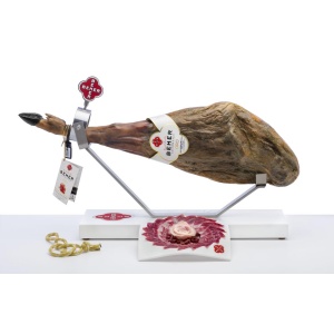 Jamón Spaniol De Bellota 100% Iberico PATA NEGRA "ORO" cu suport profesional si cutit - Cel mai premiat Jamón Ibérico din lume!
