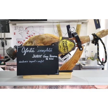 Ofertă Jamon spaniol Serrano MAGNO DUROC GRAN RESERVA cu suport si  cutit, de la leaderul spaniol Duriber!