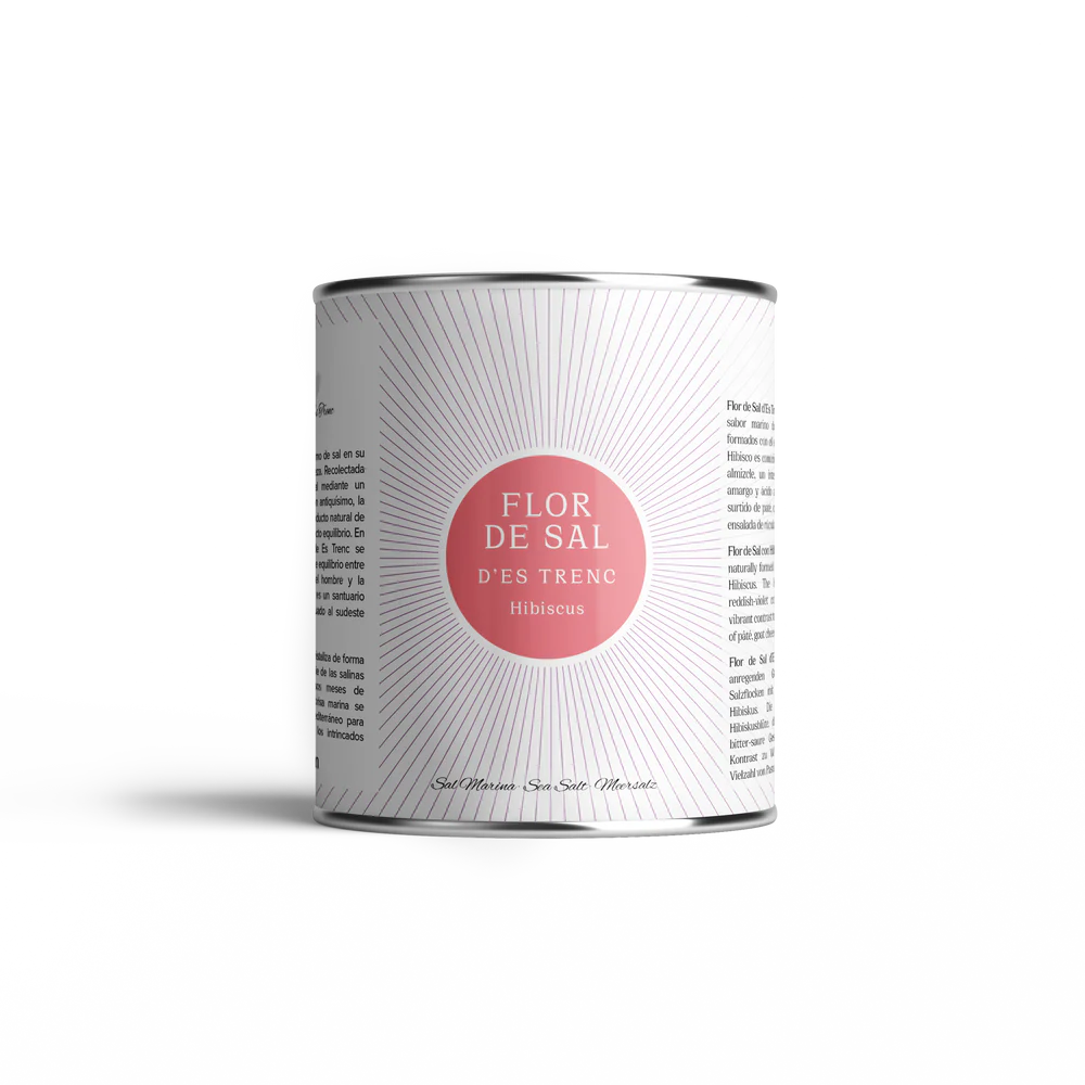 Fulgi de sare marină din Mallorca "Flor de sal d'Es Trenc" Natural Ecologica CU HIBISCUS 150 g - Produs Ultra Premium