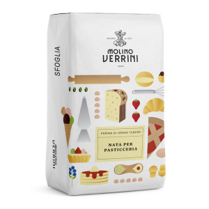 Făină Premium tip "00" Nata Per Pasticceria SFOGLIA W 340/360 - P/L 0.55-0.65  la sac de 25 kg – Molino Verrini - Pret de importator!